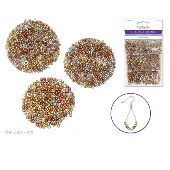 🆕 NEW Metallic Glass Seed Beads Perles en verre métalliques (3 Sizes Included) - Picture 2 of 5